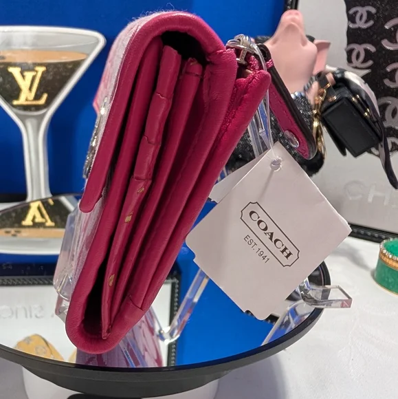 Coach Alexandra Slim Envelope Pink Signature Wallet Canvas And Leather - Picture 6 of 17